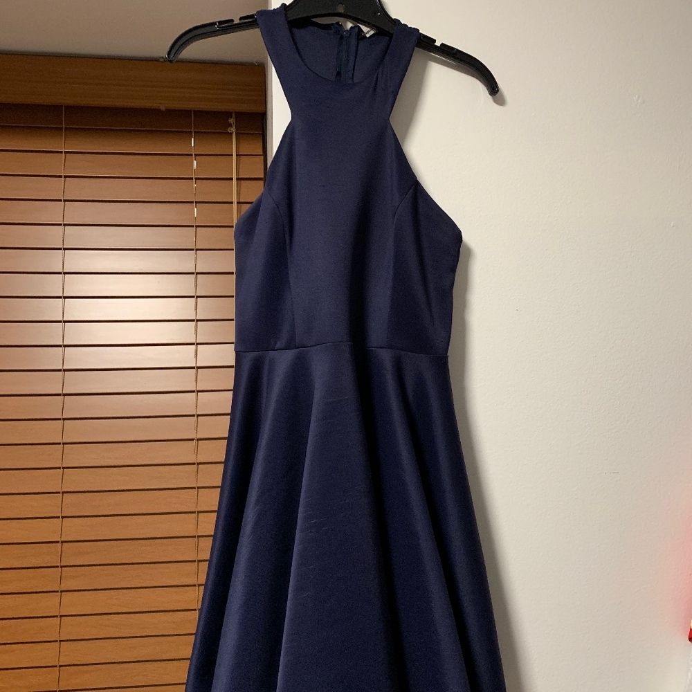 Halter Blue B.Darlin Homecoming Fit & Flare Dress